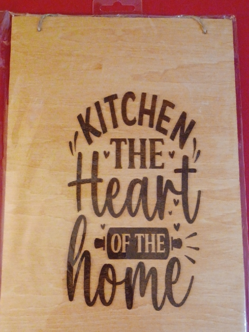 8x10 Wooden Kitchen Wall Sign - Natural Wood "Kitchen The Heart of the Home"